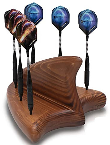 McFARRONS Darthalter aus Holz für 6 Darts - Praktische Dart Aufbewahrung als Zubehör für Jede Art von Dartscheibe - passend für Steeldarts und Softdarts.