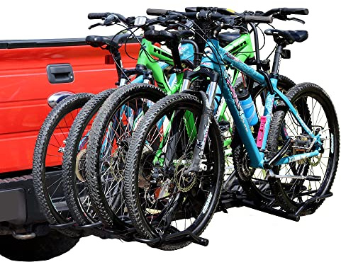 Young 4-Bike Rack Hitch Mount Platform Style Carrier for Cars Trucks SUVs Minivans with 2 Hitch Receiver, 4 Bikes X 40 lbs (160 lbs Total) Load Capacity