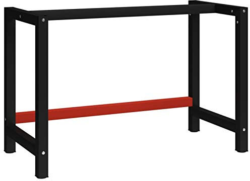 Homgoday Metall arbetsbänk ram 120 x 57 x 79 cm svart och röd, arbetsbänk för garage verkstad