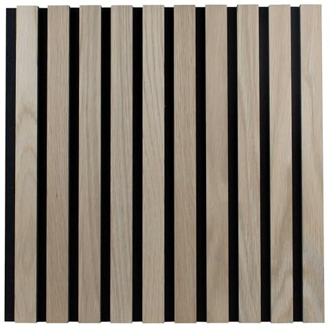 PROVISTON Panneaux muraux acoustiques 3D - 400 x 400 x 21 mm - Lamelles en bois MDF plaqué - Couleur chêne naturel - Dessous en feutre comme matériau de support