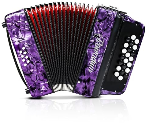 Accordion - 22 keys 8 bass, lightweight piano accordion for beginners, vibrant design for beginners and adults for easy learning (8 Bass, Purple)