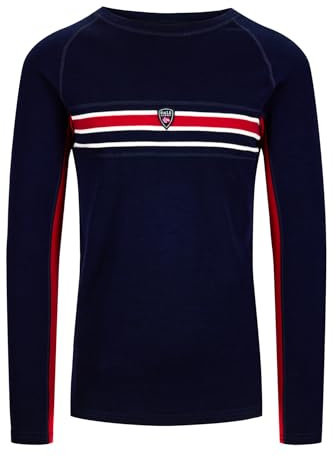 Dale of Norway Aksla Sweaters for Men - Merino Wool Base Layer Sweater for Men (US, Alpha, Medium, Regular, Regular, Navy Red OffWhite)