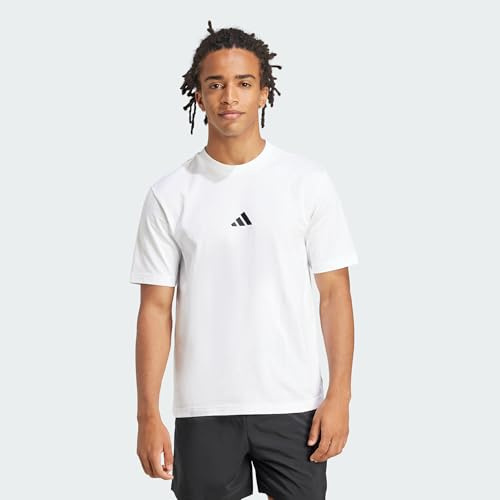 adidas Men's Essentials Small Logo Single Jersey Shirt, White/Black, XL