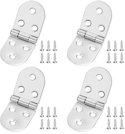 Charnière Flip Pliable en Alliage de Zinc - 4 Pièces Inox avec Vis - Rondes pour Table Rabat - Robustes et Plates pour Table Pliante, Porte de Placard, Trappe, Fenêtre Maison
