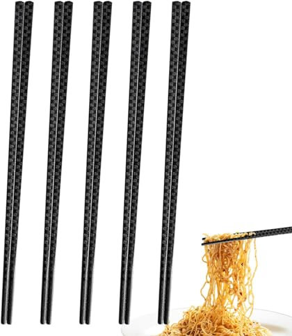 Set di bacchette cinesi nere con impugnatura antiscivolo, resistenti al calore, 5 paia, riutilizzabili, eleganti strumenti per mangiare, set per mangiare