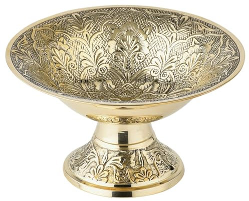 Marrakesch Orientalische Deko Schmuckschale Schale aus Messing 12 cm | Handgefertigte Schlüsselschale Naela gold als Schlafzimmer Ramadan Deko | Schminktisch Organizer als Geschenk für Frauen