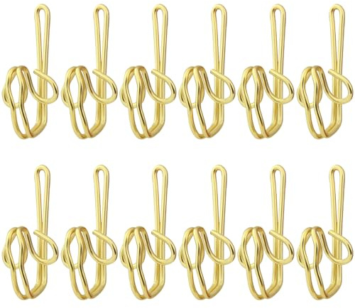 Alaoo 120 Pack Curtain Hooks, Metal Curtain Hooks, Gold Curtain Header, Heavy Duty Curtain Hooks, Tape Drapery Hooks for Drapery Shower Curtain