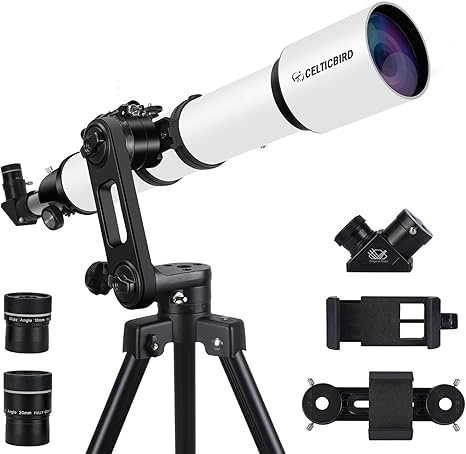 JOYDATE Télescope pour Adultes Astronomie, Ouverture de 90 mm, télescopes réfracteurs de 700 mm pour Adultes débutants, avec réglage de Haute précision, trépied Ultra-Stable Vertisteel AZ Mount Base