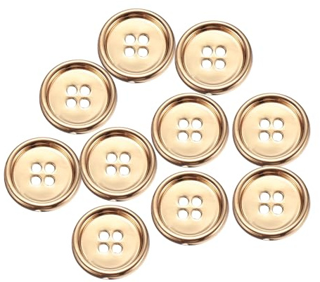 QUARKZMAN 10pz Bottoni Da Cucitura in Metallo, 20mm 4 Fori Bottoni Automatici a Pressione Tondo perJeans Camicie Cappotti Abbigliamento Pulsanti Cucire Decorazione Artigianato, Oro