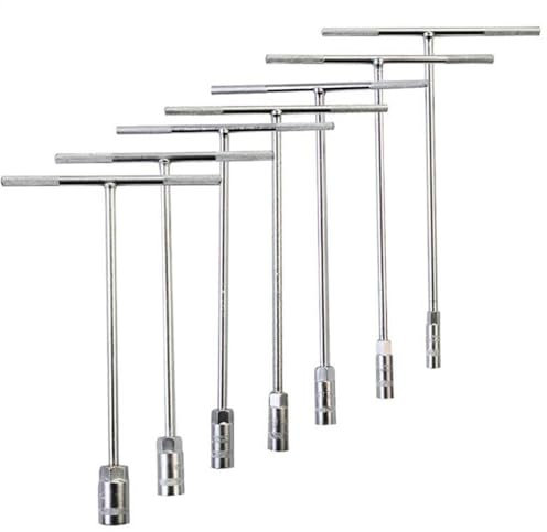 7pcs Tremps à poignée T - clés métriques, longue clé à clé hexagonale, outils de réparation de voitures | Clés plaquées chromées avec extension, tailles de 8 mm-19 mm pour l'ensemble automobile, ensem