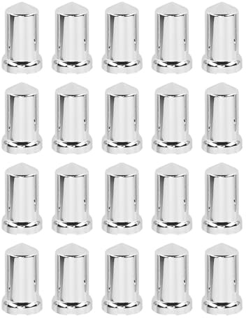Premium Chrome Lug Nut Cover, 33mm ABS PUSH ON, Flänsade Mutter Caps för Semi -lastbilar, 20 Pack, Förbättrar Fordonsutseende, Motstår, Passar de Flesta Släpvagnar (20PCS)