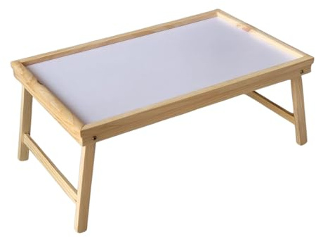 FAST WORLD SHOPPING Vassoio portacollazione da letto in Legno, tavolino porta tablet da poltrona con gambe pieghevoli, supporto regolabile, comodo, multifunzione, ideale per relax, svago e lavoro