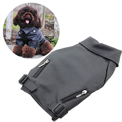JUMPLAWN Wintermantel Für Hunde Aus Pu-Leder Mit Reißverschluss Winddicht Für Kaltes Wetter Warme Hundekleidung Für Welpen Und Hunde