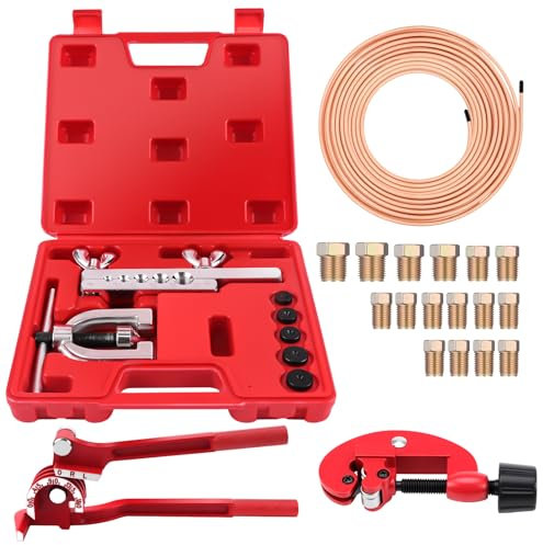 KAOLALI Tubo del Freno, Set di Attrezzi per l'espansione di tubazioni dei Freni, 7,62 m, Diametro 4,75 mm, con 16 connettori+4 connettori, per sistemi di frenatura Idraulici