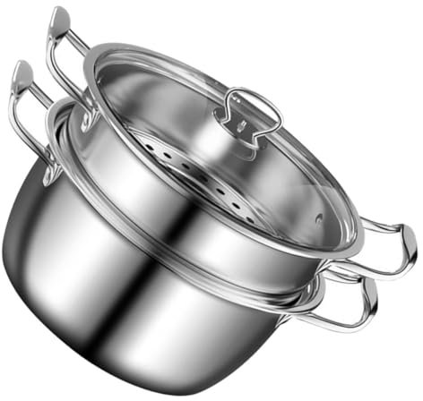 OUNONA Pentola Acciaio Inossidabile per Maniglie Doppie per Verdure Versatile Cucina