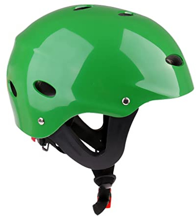 Casco de seguridad para deportes acuáticos, wakeboard, kayak, canoa, con protector de oídos, color verde, talla L