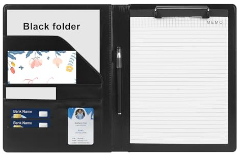 BUCOMTU Klemmbrett Ordner Klemmbrettmappe A4 mit Papier und Stift, Klemmbrett a4 mit Deckel, Schreibmappe A4 mit Dokumentenfächern, Stiftehalter, für das Büro & Konferenzen