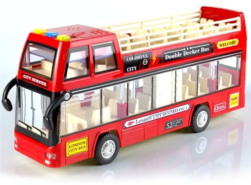 MIFKLMV Red Bus Toy Double Decker Bus, Scale Pull-Back Model City Car Toy for Kids Alloy Diecast Toy Vehicles Metal Die Cast Free Wheeling Action Model Birthday Gift for Kids Grils and Boys