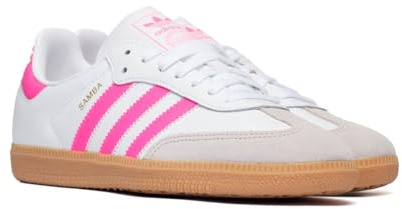 adidas Samba Og J Undefined 3-Stripes 60S Retro Contrast Baskets, Blanc et rose, 5 Big Kid