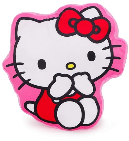Toyland® 34 cm (13”) Cuscino di peluche - Super morbido, decorativo, carino, cuscino da coccolare a forma di cartone animato per bambini - Accessorio per camera da letto, divano (Hello Kitty)
