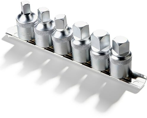 LZYDKH Oil Drain Plug Key Set, 6 PCS Oil Service Socket Set 1/2 Drive with 8mm/10mm/12mm/14mm,3/8 1/2 Internal Square
