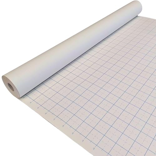 1 & 1/2 Imperial Grid Graph Pattern Paper Roll | 610mm (24”) Wide | Printed Ruler | 20m Long | 90gsm Thick | 100% Recycled Paper | for Drawings Drafting Patterns Engineering