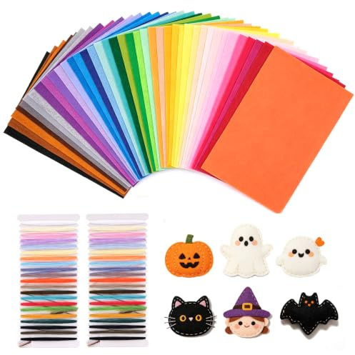 Ennoxwi 40 stycken A4-pysselfiltset, mjukt filttyg för sömnad och pyssel, 40 blandade färger filtplattor för konst, skola, gör-det-själv, halloween, dekoration och handarbete – mångsidig filt för