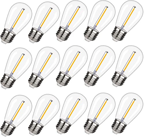 BDAYEK Lampadine a LED Confezione da 15 lampadine di Ricambio S14 infrangibili e Impermeabili, 1 W equivalenti a 10 Bianco Caldo 2200 K con Base E27 Edison