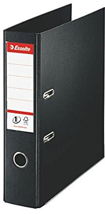 Esselte A4 Lever Arch File, Black, 72 mm Spine, Plastic, Vivida Range, 811370, 500 Sheets Capacity