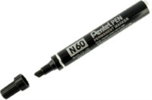 Pentel N60-A - N60 pennarelli indelebili con punta a scalpello, 12 pezzi
