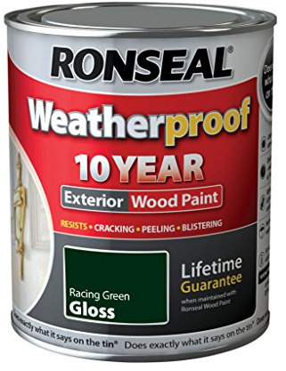 Ronseal Weatherproof 10 Year Exterior Wood Paint Gloss 750ml Racing Green