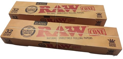 RAW Classic Pre-Rolled Cone King Size-2 x 32 Stück-109 mm-Basic64, Gelb, S