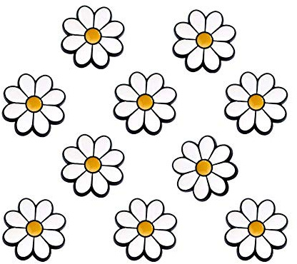 Joyci Lot de 10 broches fantaisie tournesol marguerite pour femme, avec boucle à bouton-poussoir pour chemise, chapeau, cardigan, pull, décorer, punaises, épingles à l'arrière, Métal, Résine
