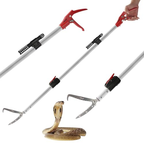 Smarkey 86 inch Snake Catcher Tongs Grabber Traps Stick Hook Bite Kits Tool with Telescopic Pole