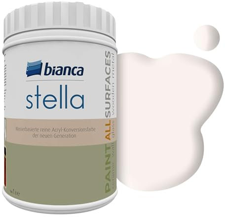 Bianca Stella Peinture de Meuble Premium pour Cuisine & SdB, Blanc poussière, 1000ml, Peinture Meubles de Cuisine à Base d'Eau, Toutes Surfaces, Bois, Carrelage & Métal