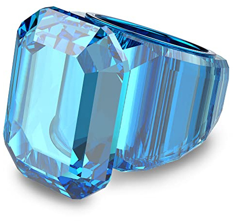 Swarovski Lucent Cocktailring, Blauer Damenring mit Edlen Swarovski Kristallen