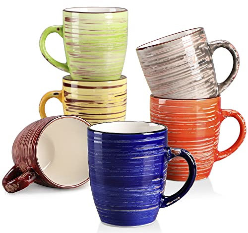Kombiservice Steingut, vancasso ALBERO 6-teilig Kaffeeservice, Vintage Tassenset im Shabby Chic Design, Becher Set für 6 Personen