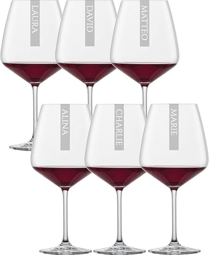 Burgundergläser 24er Set mit Gravur Namen | 790ml Schott Taste (Neu: Tulip) Weinglas | Spülmaschinenfest | Weinglas mit personalisierter Lasergravur | Burgunderpokal 24 Stück