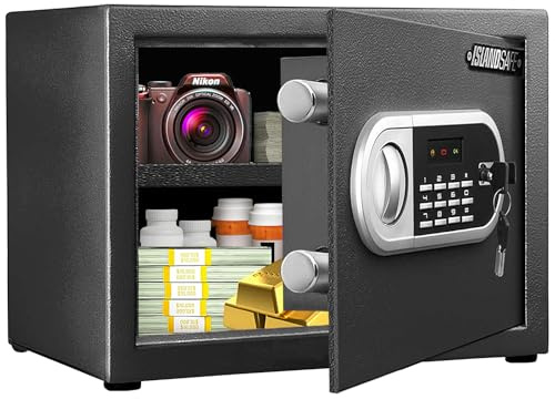 ISLANDSAFE Coffre-fort numérique pour la maison, petit coffre-fort personnel, caja fuerte, boîte de sécurité avec serrure électronique avec clavier pour pistolet, argent, bijoux, documents, hôtel,