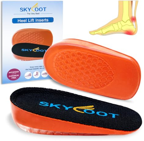 Skyfoot Orthopedic Heel Lift Inserts, Shock Absorption and Cushioning Height Increase Insoles for Achilles Tendonitis Relief, Heel Spurs, Heel Pain and Plantar Fasciitis (Large - 4/5 Thick)