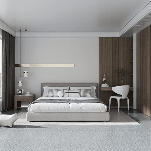 54PCS Vinyl Floor Tiles Square Tile Stone Tile Effect Self Adhesive DIY Kitchen Bathroom Easy to Fit,Cover 5m2(S02 Cement Grey)