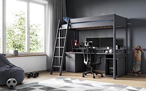 Flair Furnishings Noomi Tera Solid Wood Gaming High Sleeper - Grey