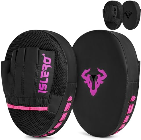 Islero Guanti da boxe da uomo, colore nero opaco, per MMA, Muay Thai, arti marziali, kickboxing, gancio e jab, per allenamento (rosa)