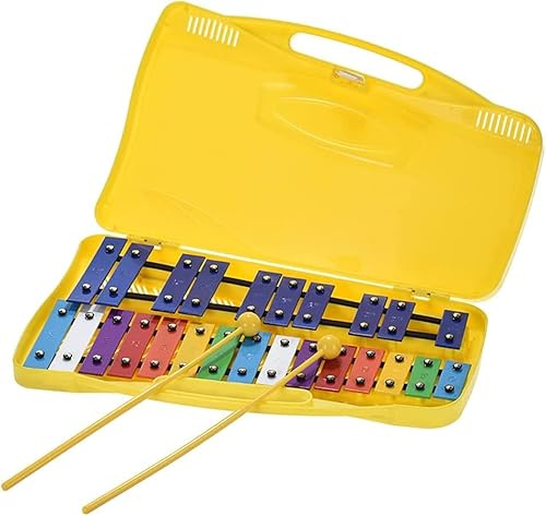 ROCKSTAR MUSIC - Xilófono SG25C Cromático: Glockenspiel Metalofono Carrillón, Instrumento Musical de 25 Teclas Coloridas con Estuche y Mazas