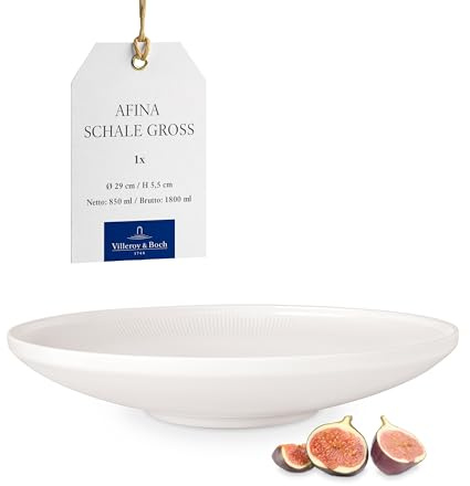 Villeroy & Boch – Afina Suppenteller Groß Weiß, Spülmaschinenfest, Mikrowellensicher, Teller, Geschirr Keramik, große Bowl Stapelbar für Salate und Pasta, Premium Porzellan
