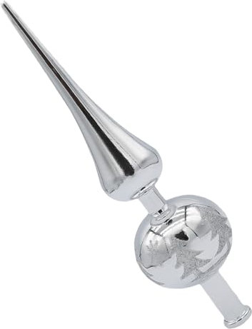 RmKbe Christmas Tree Topper Vintage Plastic Tree Finals Blown Glass Treetop Finials Shining Spherical Xmas Tree Plastic Tree Finals for Christmas Tree Ornament (Silver)