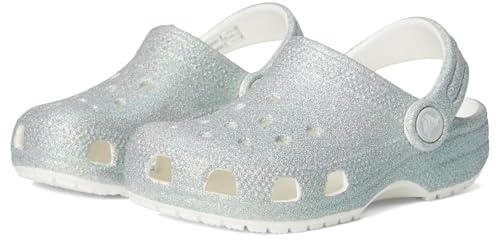 Crocs Unisex Kids Clog, Classic Iridescent Glitter Clog T, White, 9 UK Child