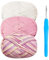 Häkelgarn Baumwolle Häkelwolle Chenille Wolle zum Häkeln 3x50g Häkelwolle mit Häkelnadel 4mm,Dickes Baumwoll-Nylon-Mischgarn Rosa Garn