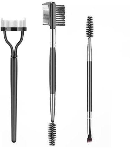 3 piezas cepillo para cejas, peine para cejas de acero inoxidable, peine para cejas/pestañas de doble ángulo, para el cuidado de las cejas de las mujeres