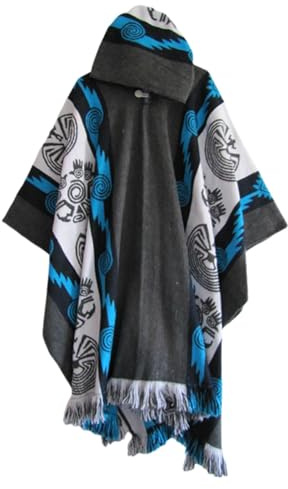 KBOPLEMQ Poncho, sciarpa da donna, invernale, calda, a maglia, vintage, con motivo etnico, con cappuccio, con cappuccio, elegante, grande cappotto, cardigan a maglia, Grigio T, Taglia unica